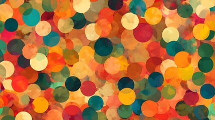 Abstract background with colorful, overlapping circles in warm tones.