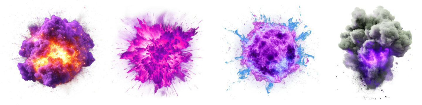 Fire bomb explosion png cut out element set, transparent background
