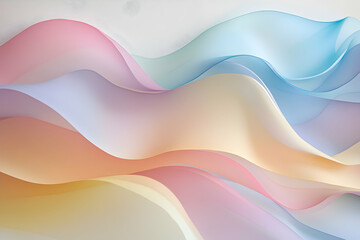 A soft, curved surface featuring a gradient of pastel rainbow colors, gently flowing into a white...