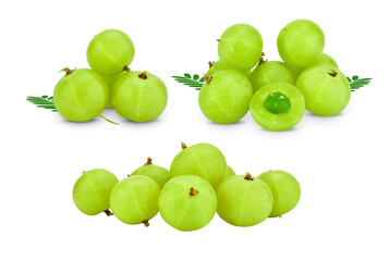 Indian gooseberry with leaf isolated on transparen png.