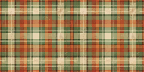 A cozy orange and green plaid pattern for warm autumn themes.