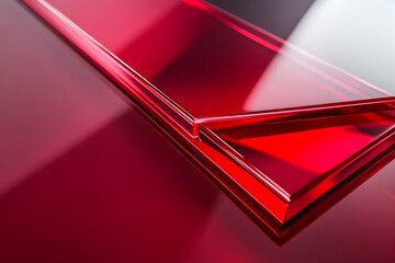 Abstract 3D glass surface with sharp, angular edges and a glossy finish, reflecting light in a dynamic, modern style perfect for high-tech visuals