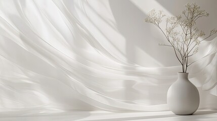 White abstract waves forming a flowing pattern with a clean and airy appearance.
