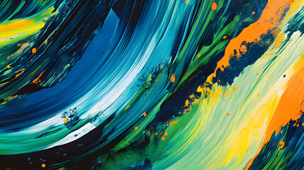 Abstract background with vibrant splashes of neon colors like green, blue, and orange, creating an energetic and playful visual with bold contrasts