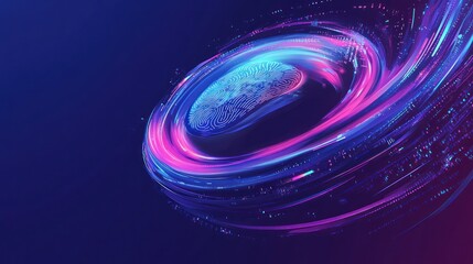 Abstract swirling neon light trails encircling a digital brain, representing artificial intelligence and data processing.