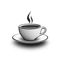 Obraz premium A steaming cup of coffee rests on a saucer