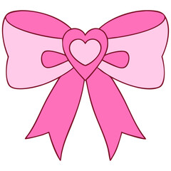 vibrant pink bow with heart design, perfect for decorations