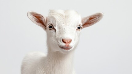 Fototapeta premium A cute white goat isolated on a white background