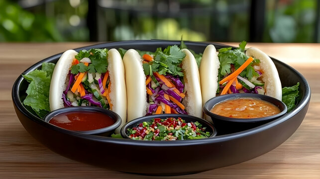 Delicious Veggie Bao Buns: A Vibrant Food Illustration