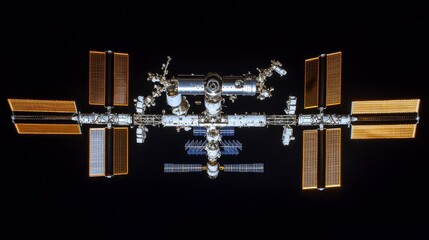  The space station, a beacon of light against the inky blackness