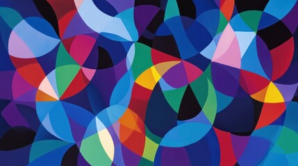 Abstract colorful overlapping circles and shapes background.