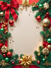 A Festive Blend of Red, Gold, and Green. This Christmas frame is ideal for posters, cards, or gifts.