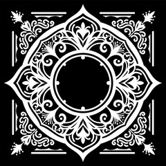 A vintage frame illustration element. Floral symmetry border. Fit for banner, background, merchandise. Vector Eps 10.