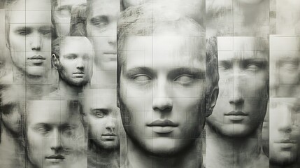 Abstract Collage of Faces: A Study in Identity and Multiplicity