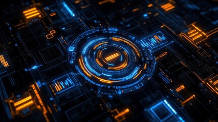 Obraz premium Futuristic Technology Interface Abstract Digital HUD Background.