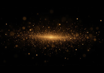 3d illustration background for a black scene with gold dust sparkles design reflecting luxury event happening