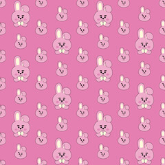 BT21 Cooky Face and Pose Pattern Seamless Pink Background. BT21 쿠키의 얼굴과 포즈 패턴 이음새없는 핑크색 배경지