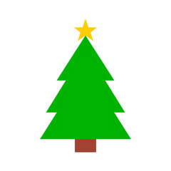 Green Christmas tree colorful icon with star vector illustration