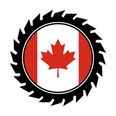 Saw blade with Canada Flag svg cut file. Isolated vector illustration.