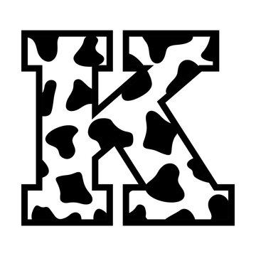 recommend clip art: Cow print letter k svg cut file. Isolated vector illustration.