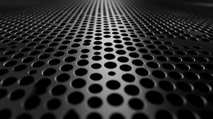 Abstract Black Metal Perforated Sheet Texture.