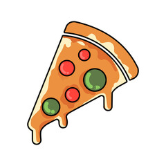 a piece of pizza with melting cheese