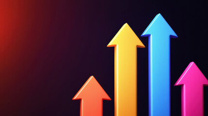 Colorful arrows representing growth and progress against dark background