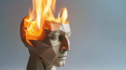 burning head of paper man