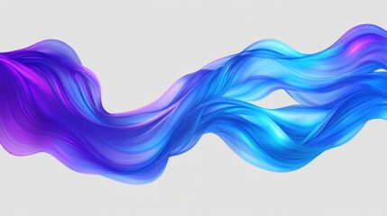 Flowing, dynamic, purple, and blue fabric on gray background.