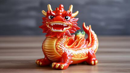 Red and Gold Dragon Figurine Illustration