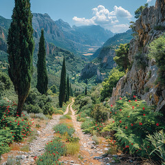 Breathtaking natural rock formation with a unique archway revealing a stunning landscape, generated AI