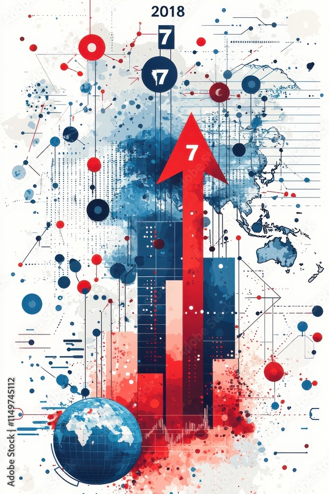 Poster creative abstract design with arrow and bar graph