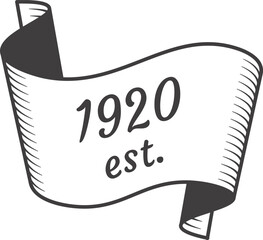 Vintage style ribbon banner design celebrating the year 1920, highlighting a centenary or significant anniversary, featuring elegant typography and classic decorative elements
