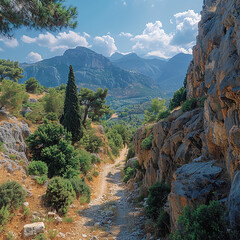 Breathtaking natural rock formation with a unique archway revealing a stunning landscape, generated AI