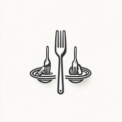 Fork and Two Plates of Pasta Balanced Design