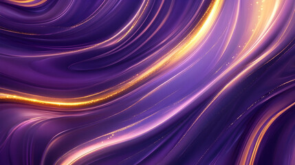 Dynamic 3D abstract background with swirling vortex patterns in vibrant shades of purple and gold, illuminated with subtle glowing accents