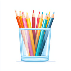 Fototapeta premium Colorful pencils arranged in glass container, perfect for artistic creativity