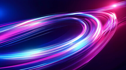 Futuristic 3D abstract background with swirling neon lines, geometric shapes, and soft glowing lights, creating a dynamic, high-tech atmosphere