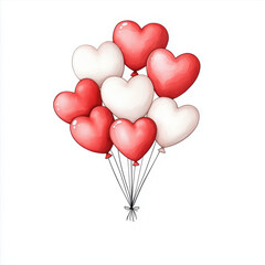 Colorful heart shaped balloons create joyful and romantic atmosphere, perfect for celebrations