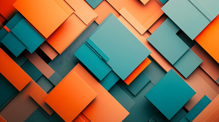 Futuristic 3D abstract design featuring intersecting geometric planes, sharp edges, and high contrast colors like cyan and orange, with a glowing, digital feel