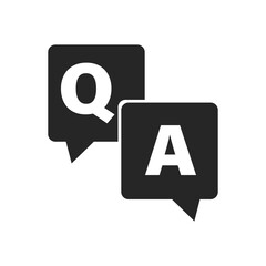 Q and A questions answers vector icon. Speech bubbles with question and answer.