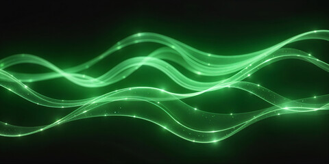 Futuristic abstract light waves with dynamic blue and green flowing lines