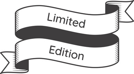 Waving ribbon with limited edition writing in vintage style, ideal for marketing and advertising purposes promoting exclusive products or services