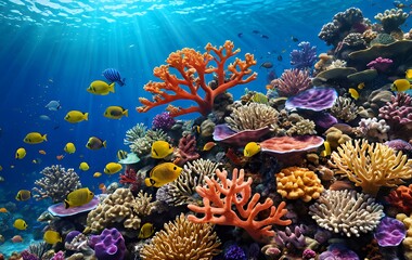 Obraz premium Vibrant Coral Reef Fish Colorful Corals Underwater Scene
