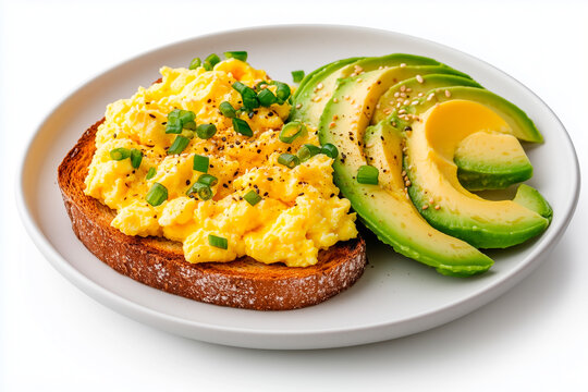Scrambled Eggs with Avocado and Toast
