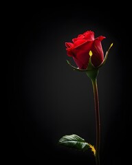 Elegant red rose against a dark background
