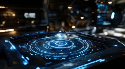 Futuristic Sci-Fi Interface Console:  A Close-Up View of a High-Tech Control Panel