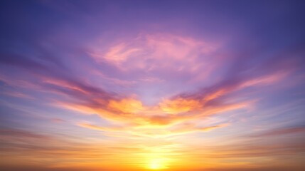 Obraz premium Serene sunset with vibrant clouds and warm hues