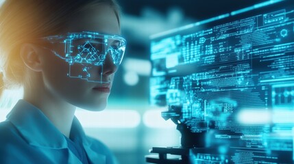 Female Scientist Using Advanced Technology in Lab