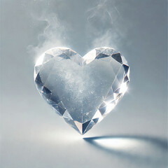 Fototapeta premium Crystal clear heart with smoke inside on fire background. Valentine's Day. St. Valentine. minimalism.